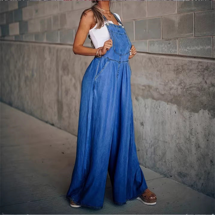Ladies Wide Overalls in Palazzo Style with Adjustable Straps Chichicherry