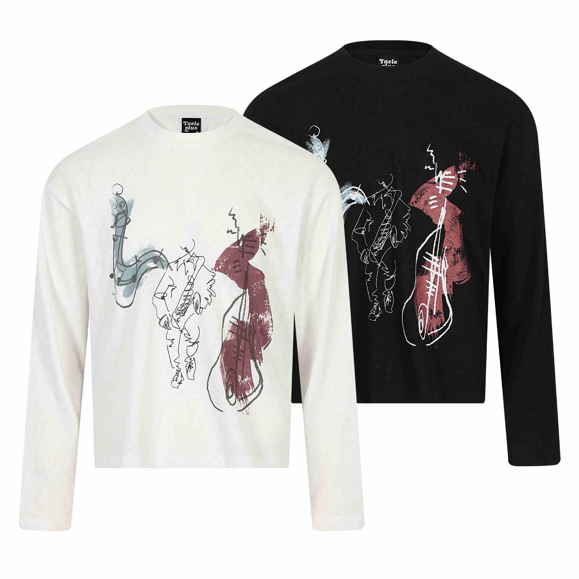 Unisex Long Sleeve Printed Shirt Made of Light Cotton Blend Chichicherry