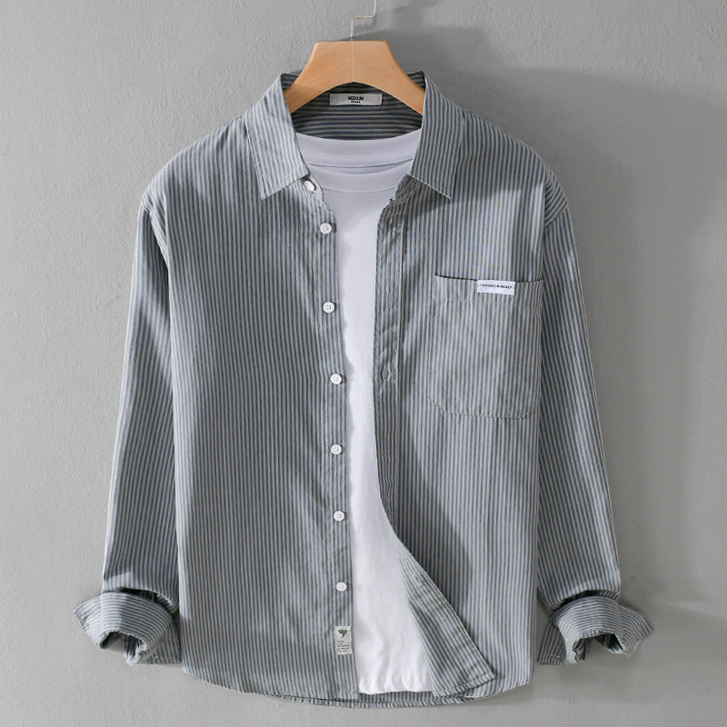 Men's Fine Cord Shirt in Overshirt Style with Chest Pocket, Relaxed Fit and Fine Wave Texture Chichicherry