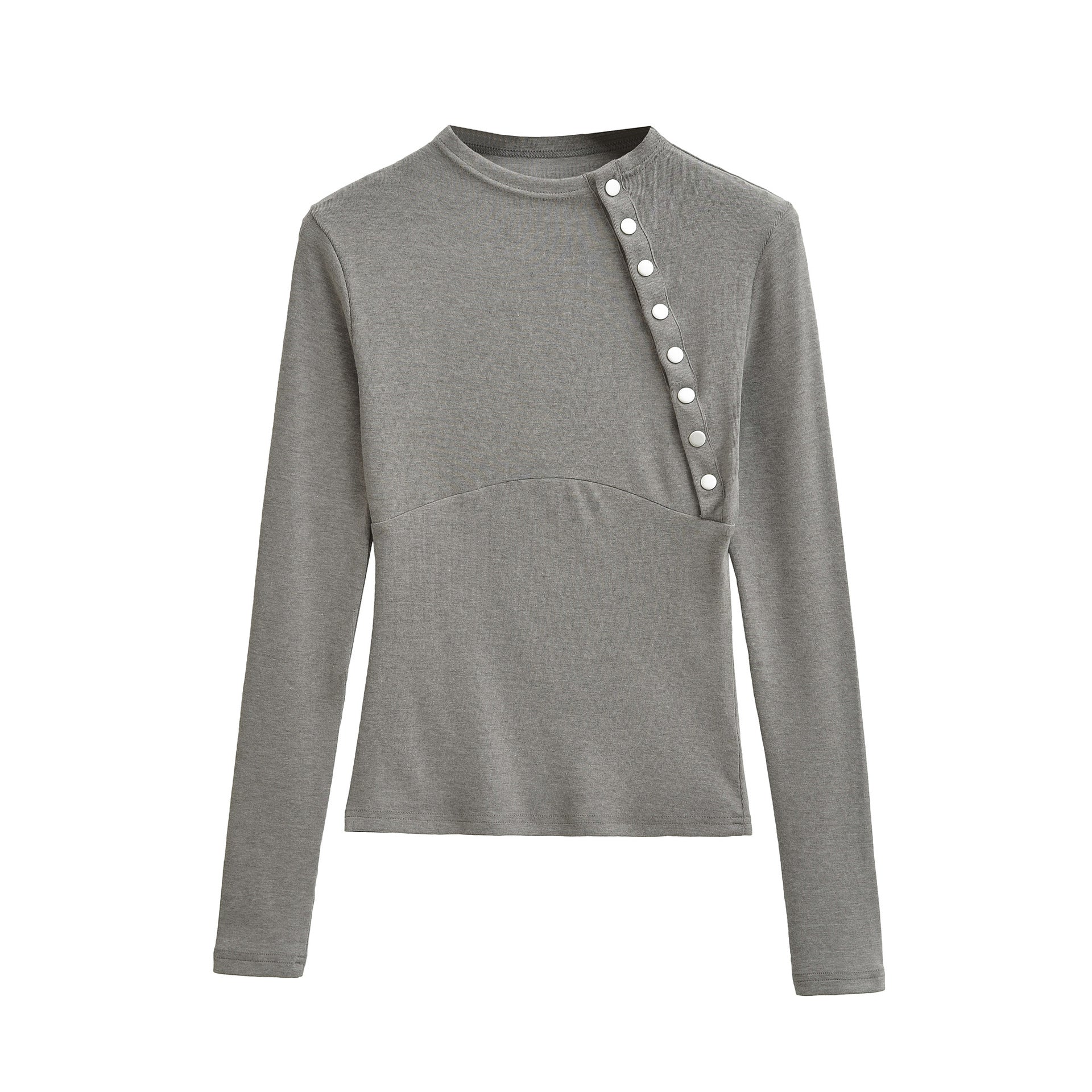 Women Fitted Long Sleeve with Asymmetrical Snap Placket Chichicherry