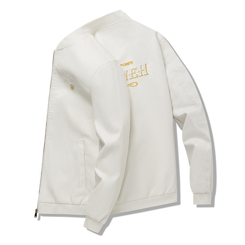 Men's Minimalist Bomber Jacket with Full Zip and Ribbed Collar Chichicherry