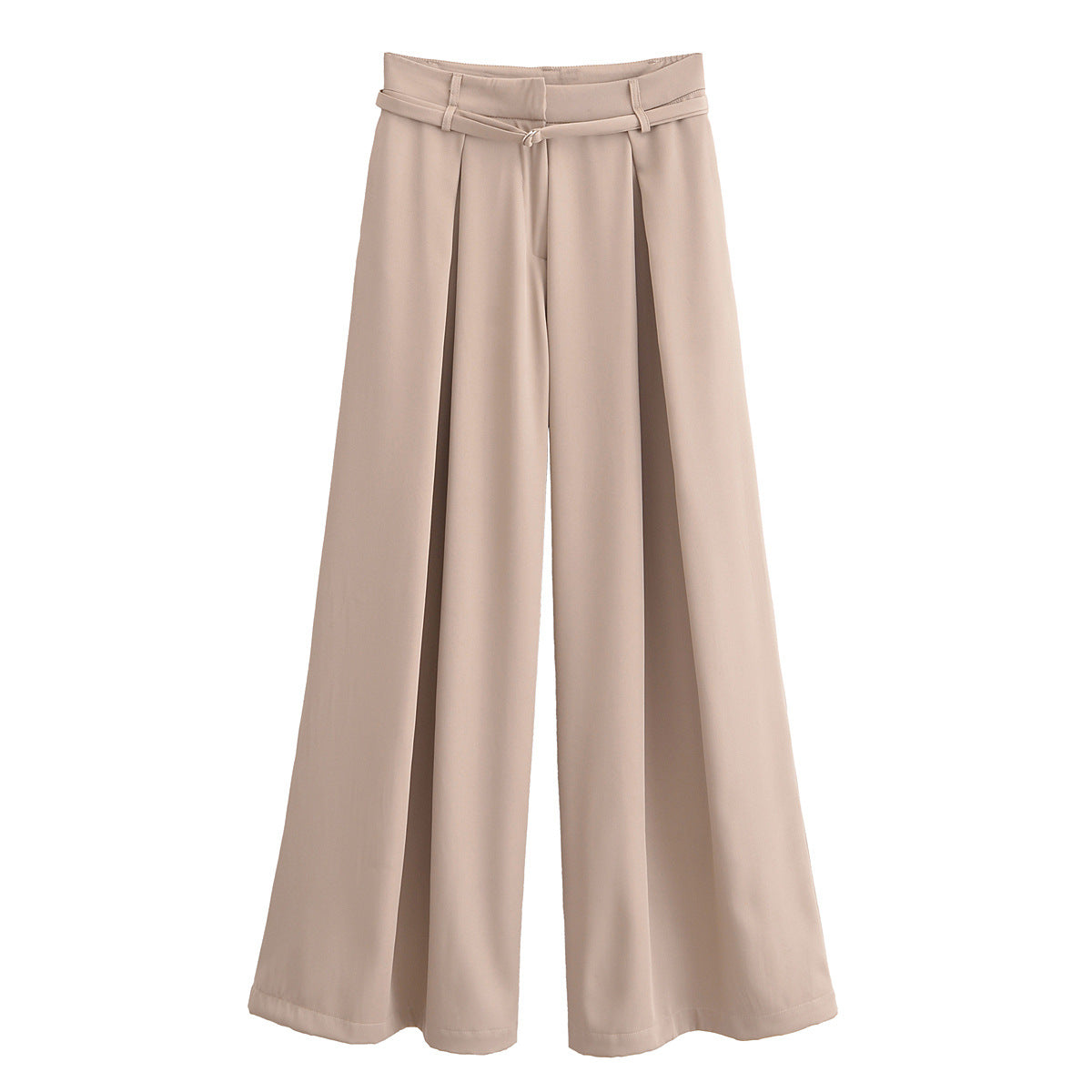 Women’s Palazzo Trousers with Pleats, Extra Wide Leg and Fine Tie Belt Chichicherry