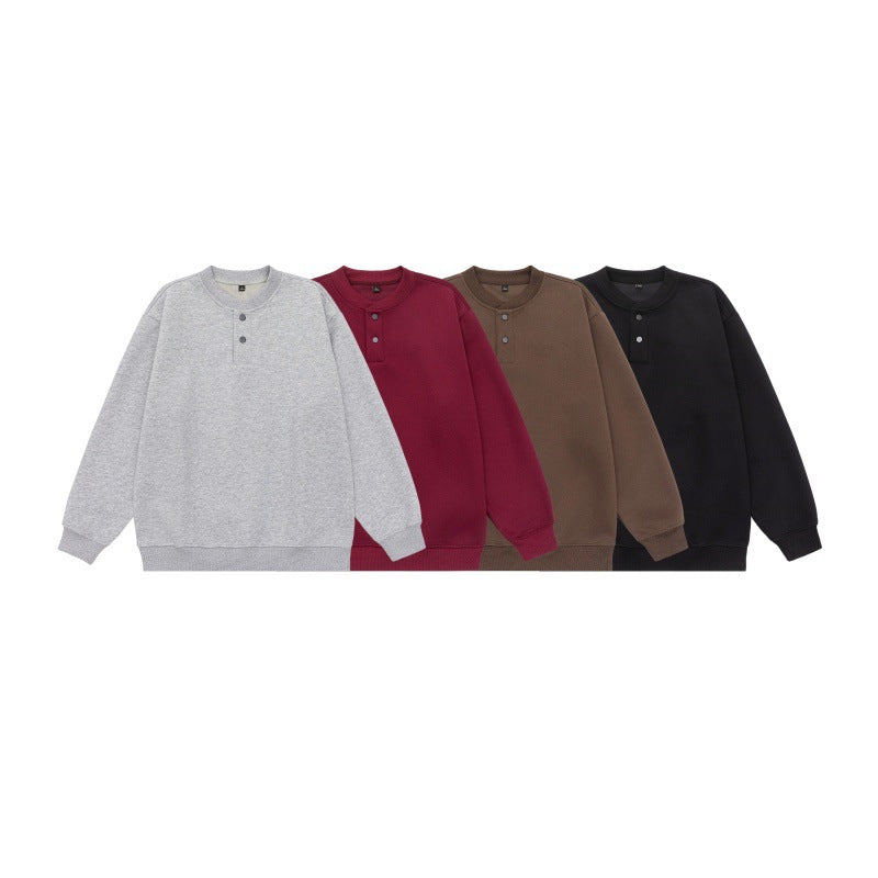 Unisex Loose-fit sweatshirt with half-button placket and ribbed cuffs Chichicherry