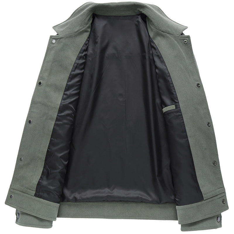 Men's cord jacket with utility pockets and snap button closure Chichicherry