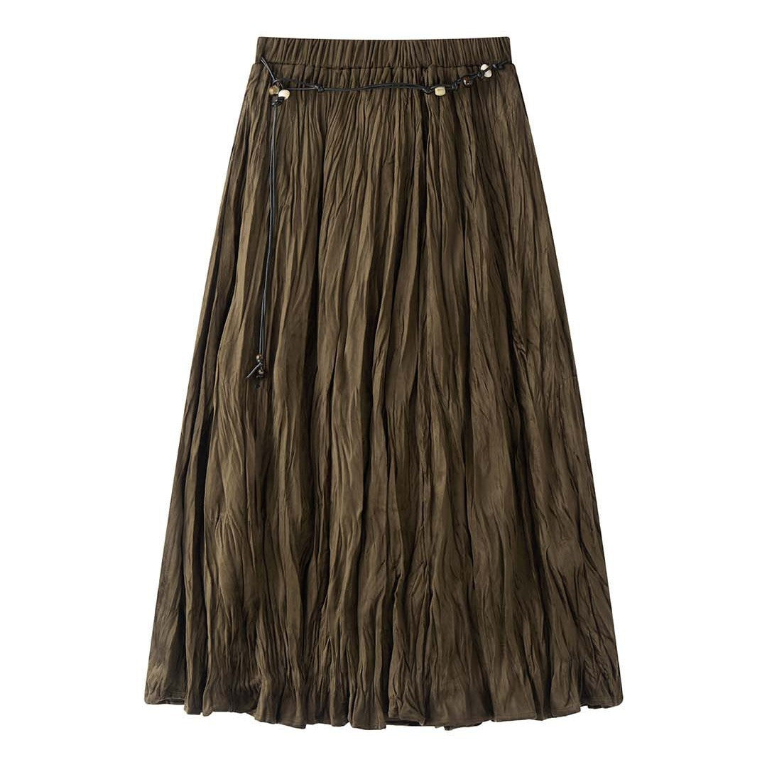 Women's Pleated Midi Skirt with Crinkle Structure Chichicherry