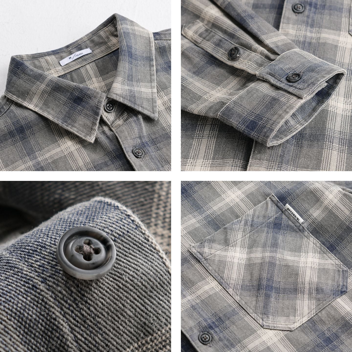 Men's Checked Relaxed Overshirt made of brushed cotton blend with chest pocket and full button placket Chichicherry