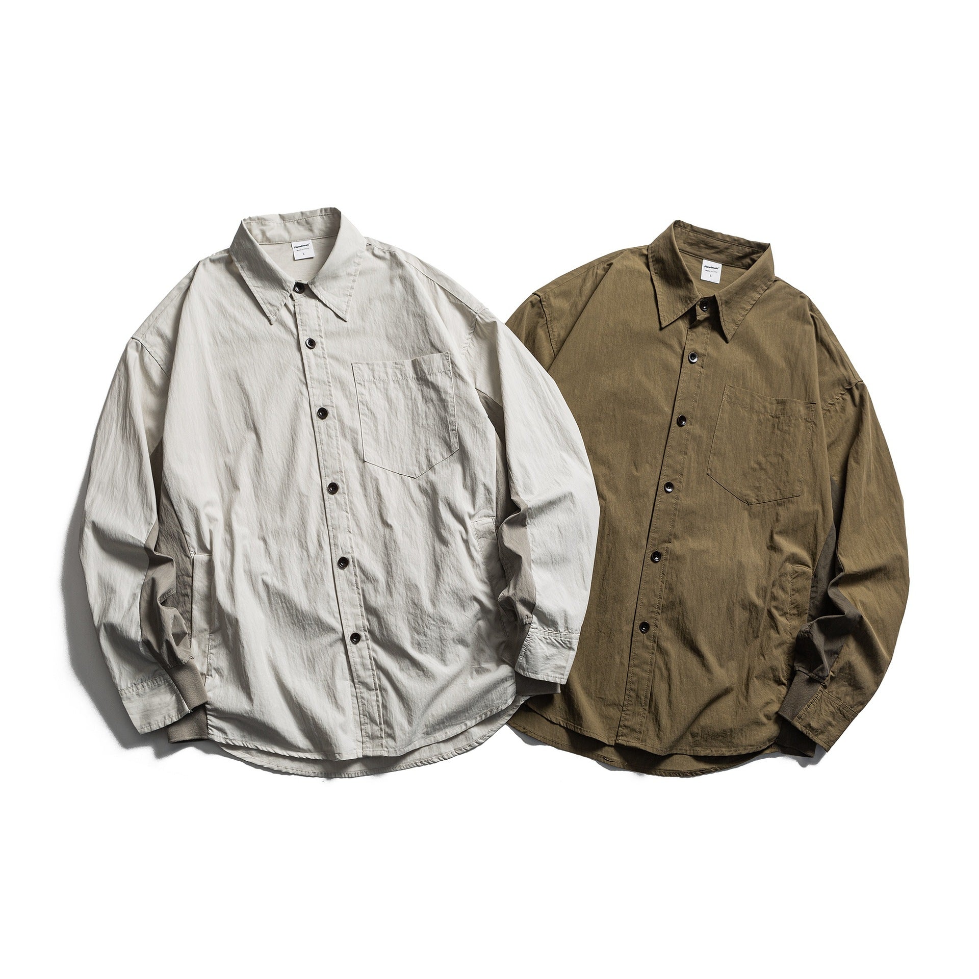 Men's Oversized Shirt with Chest Pocket and Ribbed Cuffs Chichicherry