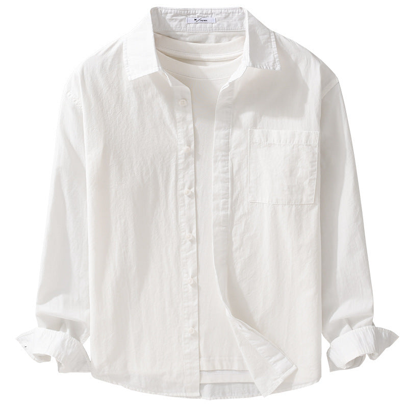 Men's Relaxed-Fit Cotton Overshirt with Kent Collar and Chest Pocket Chichicherry