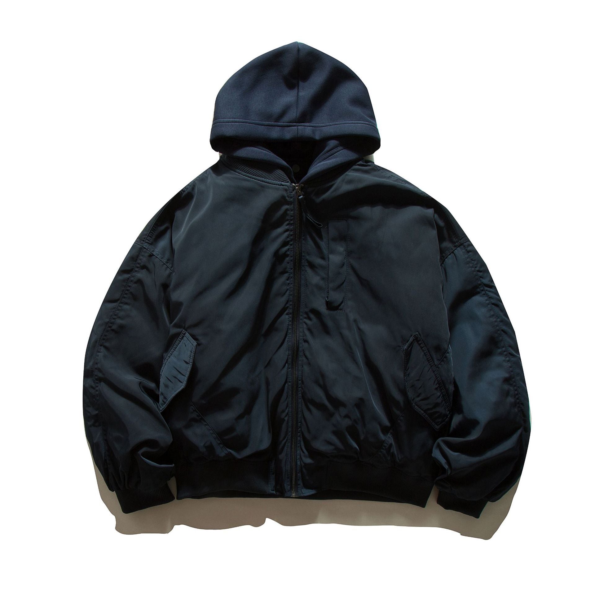 Men's Hooded Bomber Jacket in Pilot Style with Nylon Outer Material and Raglan Sleeves Chichicherry