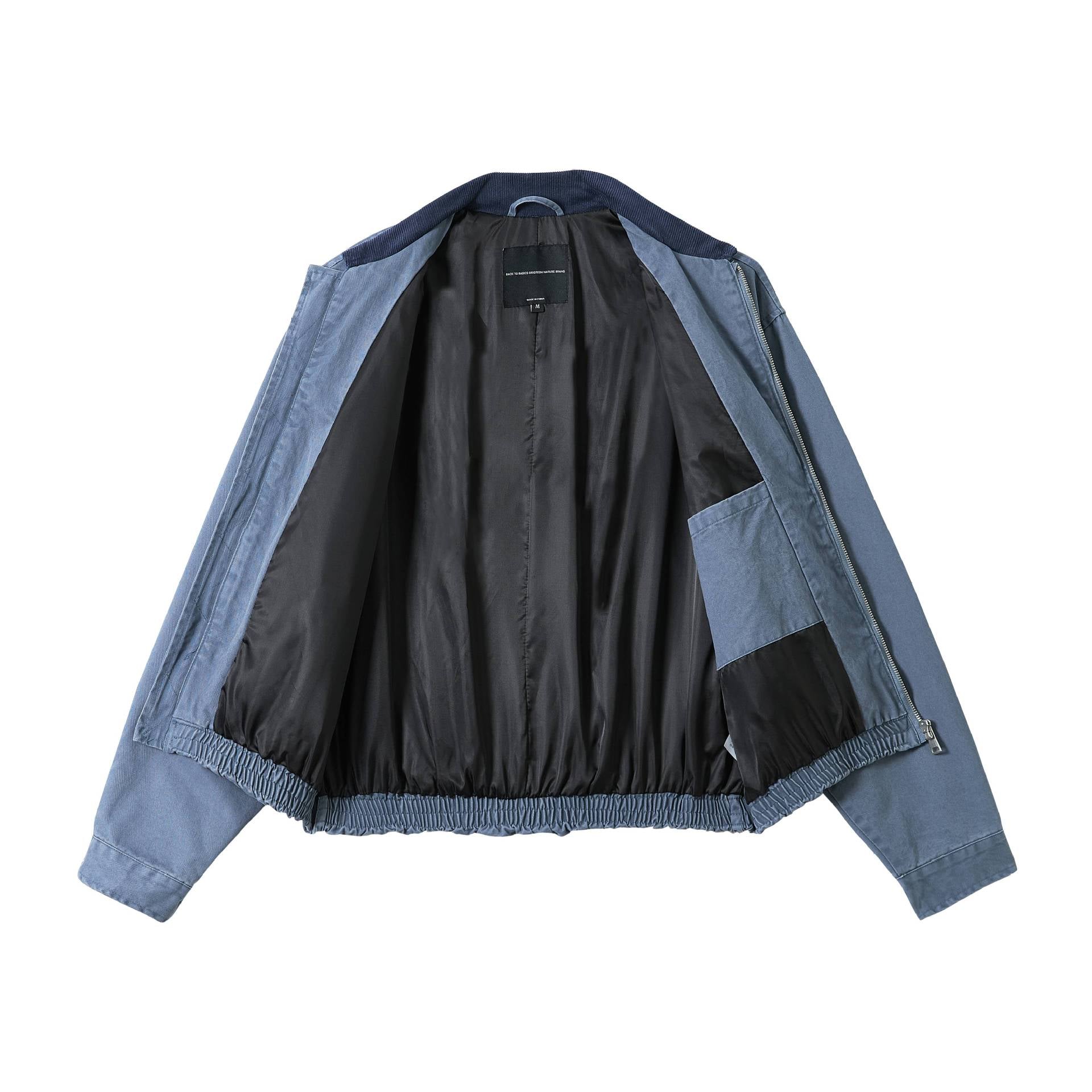 Men Timeless Boxy Field Jacket made of Canvas with Corduroy Turn-Down Collar Chichicherry