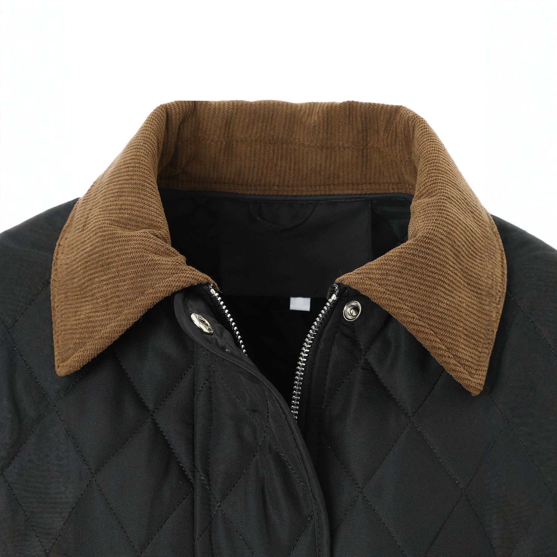 Women Long Padded Jacket-Coat with Tailored Belt and Contrast Cord Collar Chichicherry