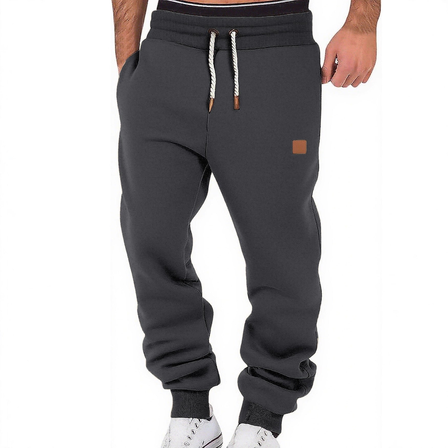 Men's Relax-Fit Fleece Jogging Pants with Cuffs and Drawstring Chichicherry