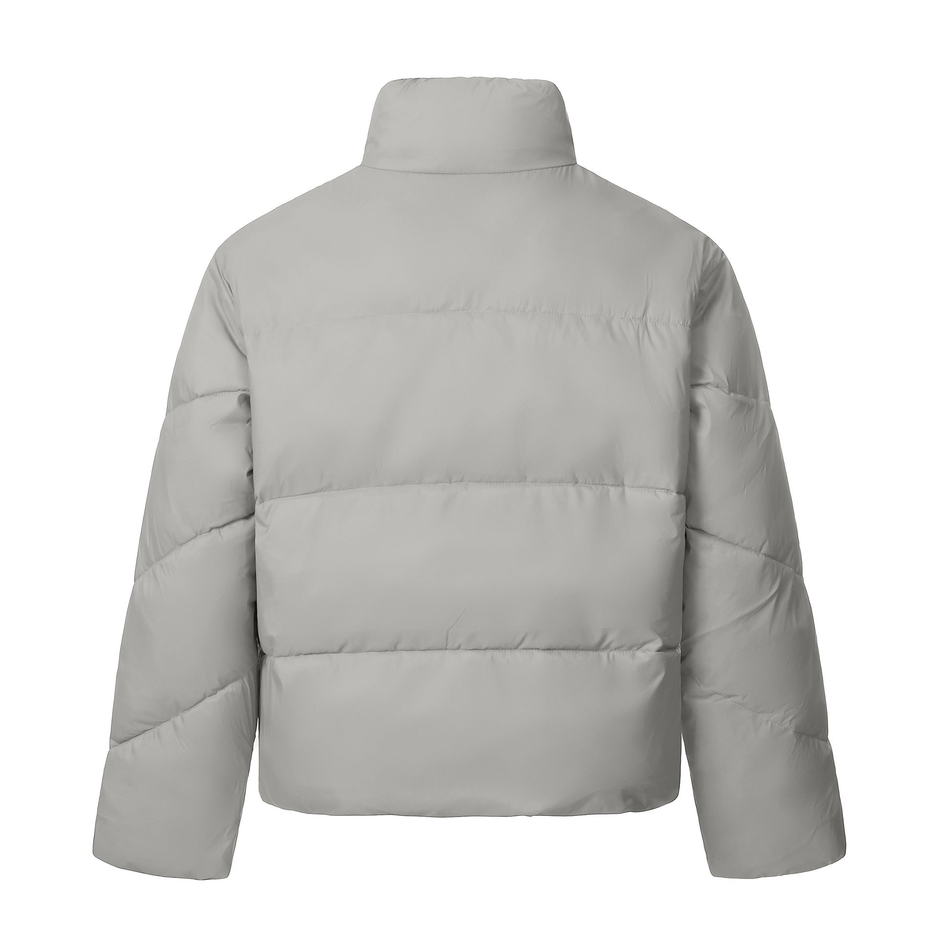 Unisex Short Quilted Insulation Jacket with Warm Funnel Collar Chichicherry