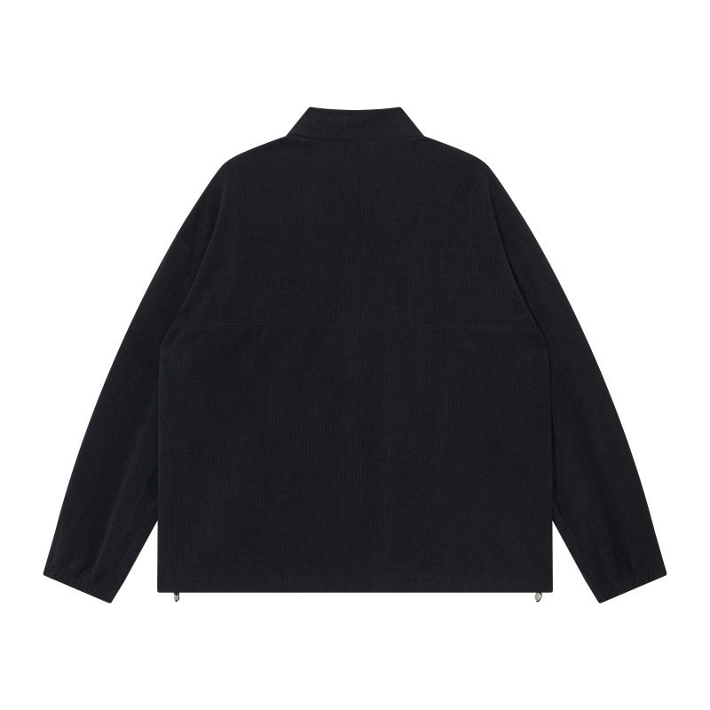 Unisex Oversize Half-zip Pullover made of cord mix with chest zip pocket and drawstring hem Chichicherry
