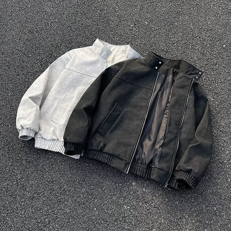 Unisex Kurz geschnittene Oversize-Bomberjacke mit Stehkragen und elastischem Saum Chichicherry