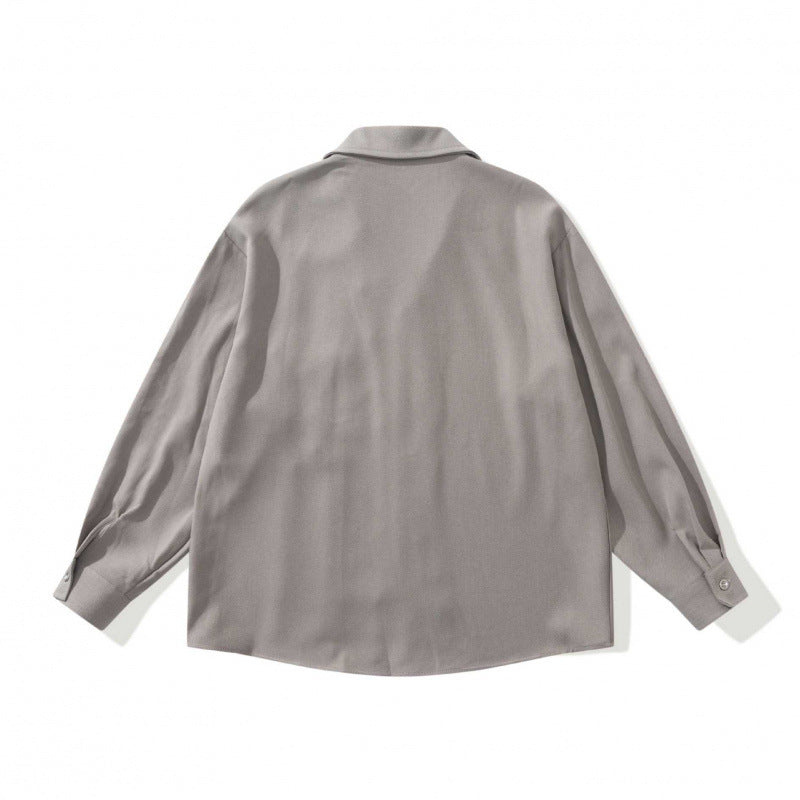 Unisex Oversized Lightweight Long Sleeve Shirt with Notched Collar, Chest Pocket and Boxy Silhouette Chichicherry
