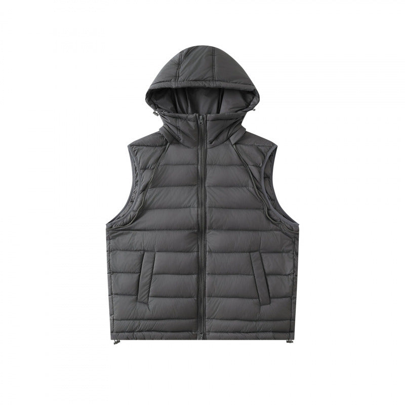 Unisex Lightly Padded Hooded Jacket with Two-Way Zipper and Adjustable Hem Chichicherry