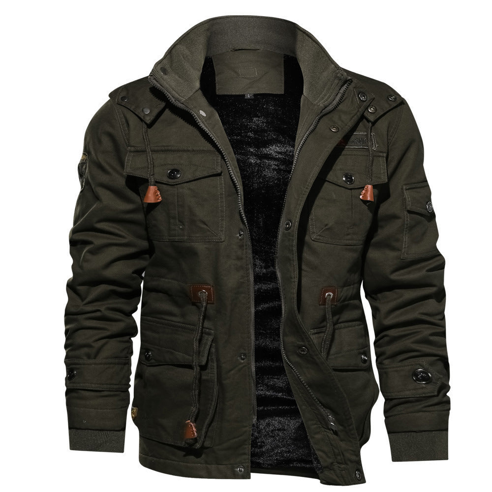 Men's canvas field parka with insulated thermal lining, multifunction pockets and hood Chichicherry
