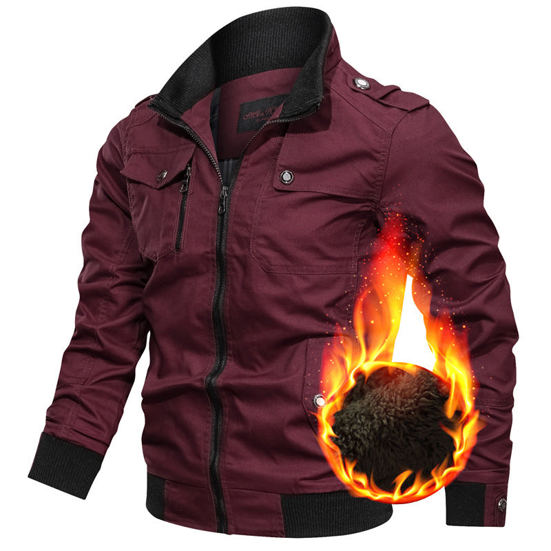 Men's Canvas Field Blouson with warming Teddy fleece lining, shoulder epaulettes, and ribbed cuffs Chichicherry