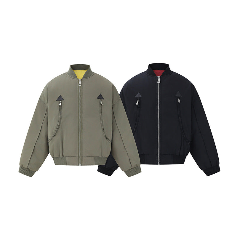 Men's short-cut technical bomber jacket with diagonal zip pockets and ribbed cuffs Chichicherry