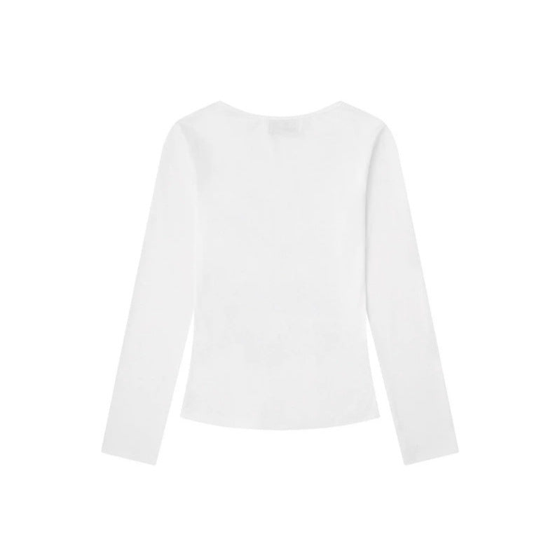 Women's Long Sleeve Shirt with Vintage Photo Print and Round Neckline Chichicherry