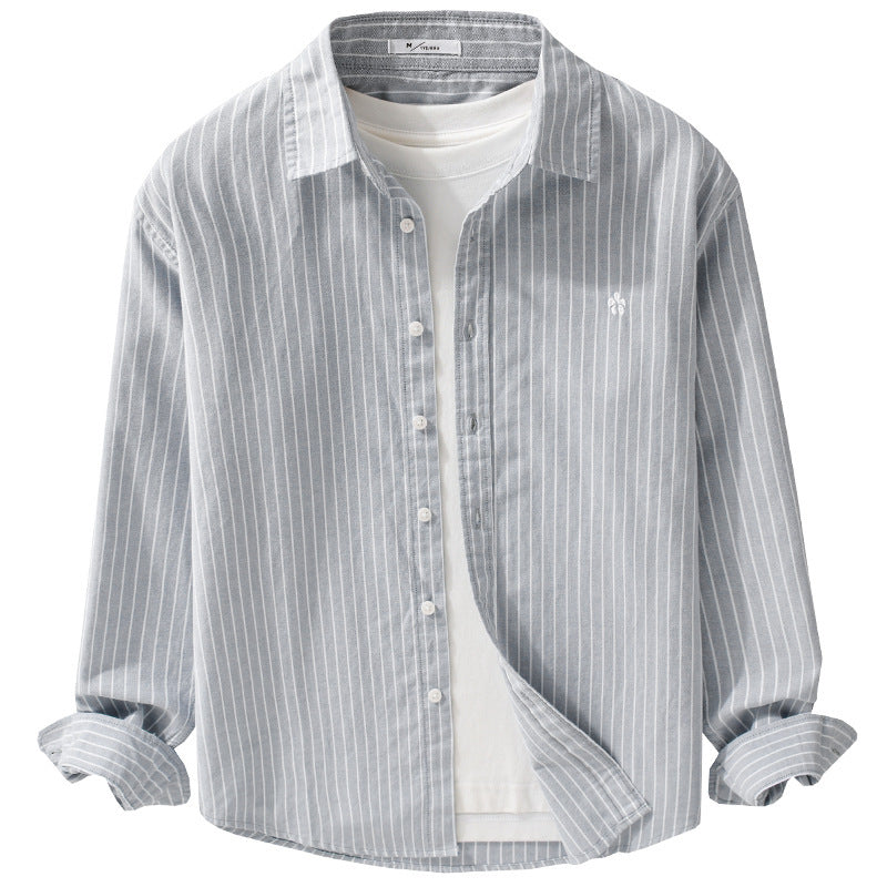 Men Striped Layering Shirt made of fine Oxford cotton fabric with a relaxed fit Chichicherry