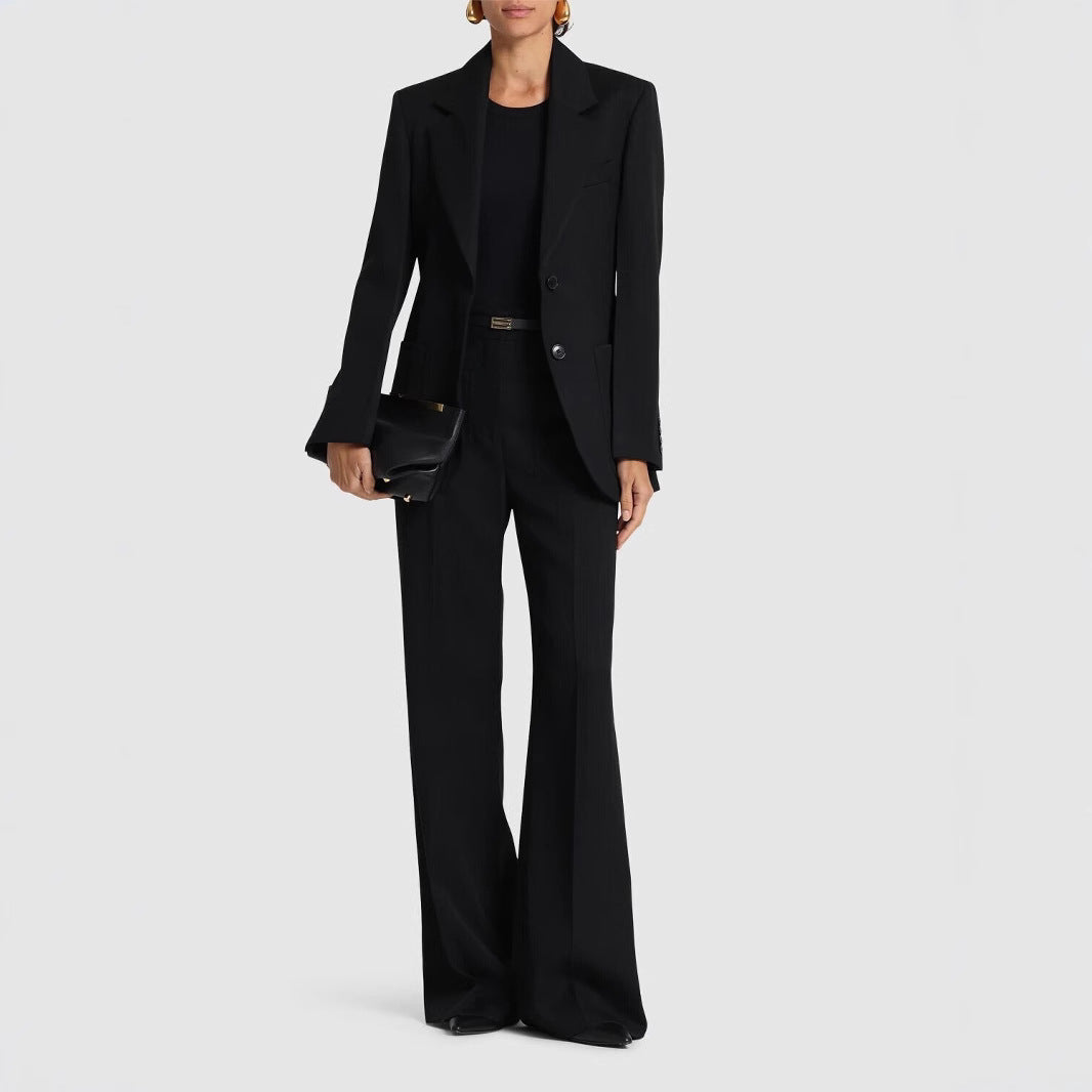 Women Two-Piece Suit Set in Precise Tailoring with Wide Flare and Narrow Shoulder Chichicherry