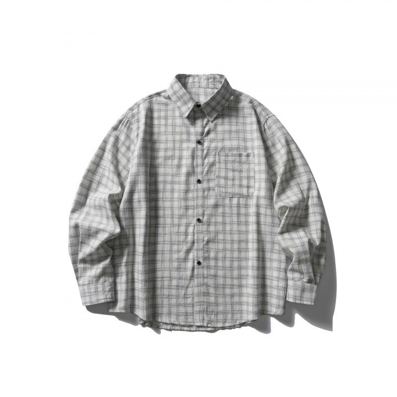 Unisex Oversize-Casual Check Shirt made of soft flannel with patch chest pocket Chichicherry
