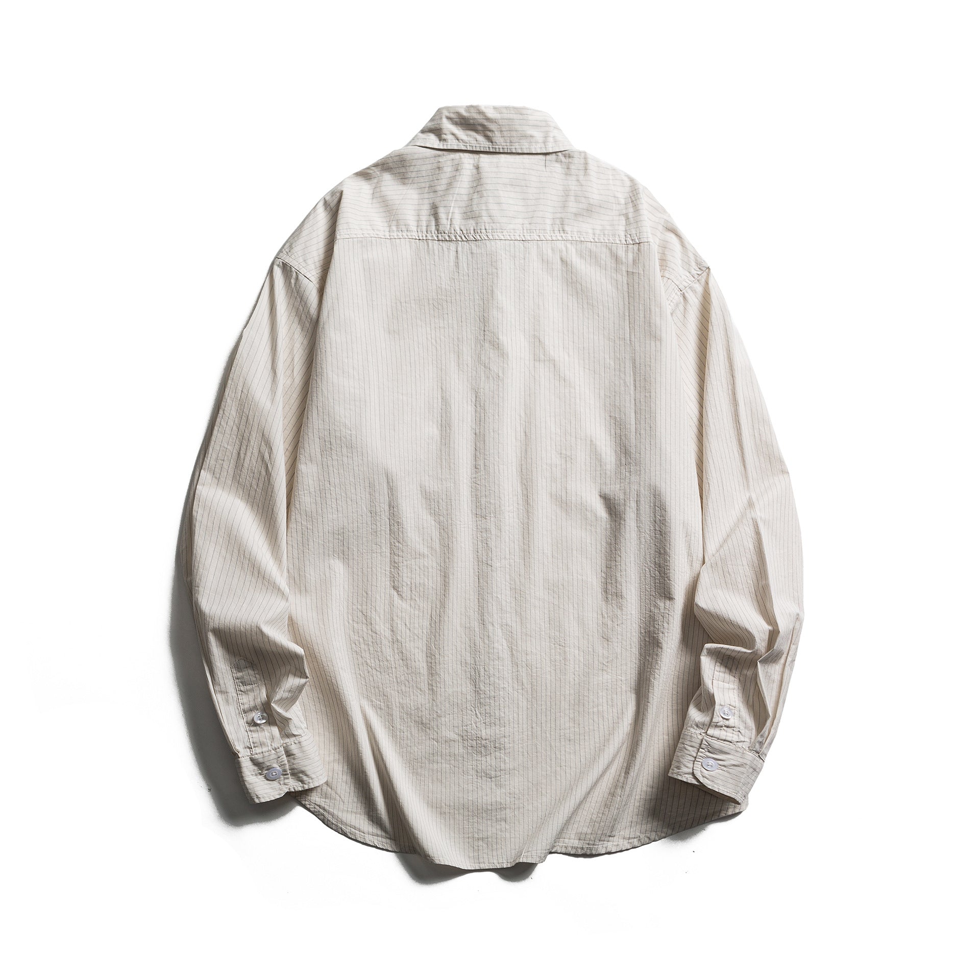 Unisex Loose Oversized Shirt with Pinstripes, Chest Pocket and Drop-Shoulder Chichicherry