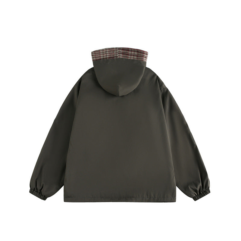 Unisex Two-Layer Hoodie with Checked Inner Placket and Elastic Cuffs Chichicherry