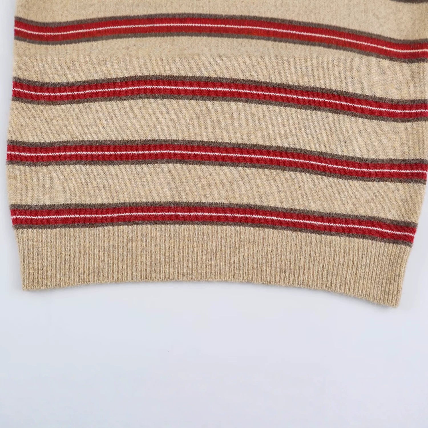 Women Striped Oversize Sweater with Polo Collar and V-Neck Chichicherry