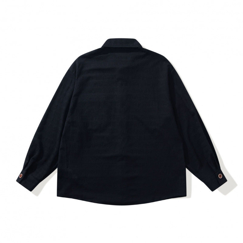 Unisex structured knit shirt jacket with boxy oversized cut and contrasting chest pocket Chichicherry