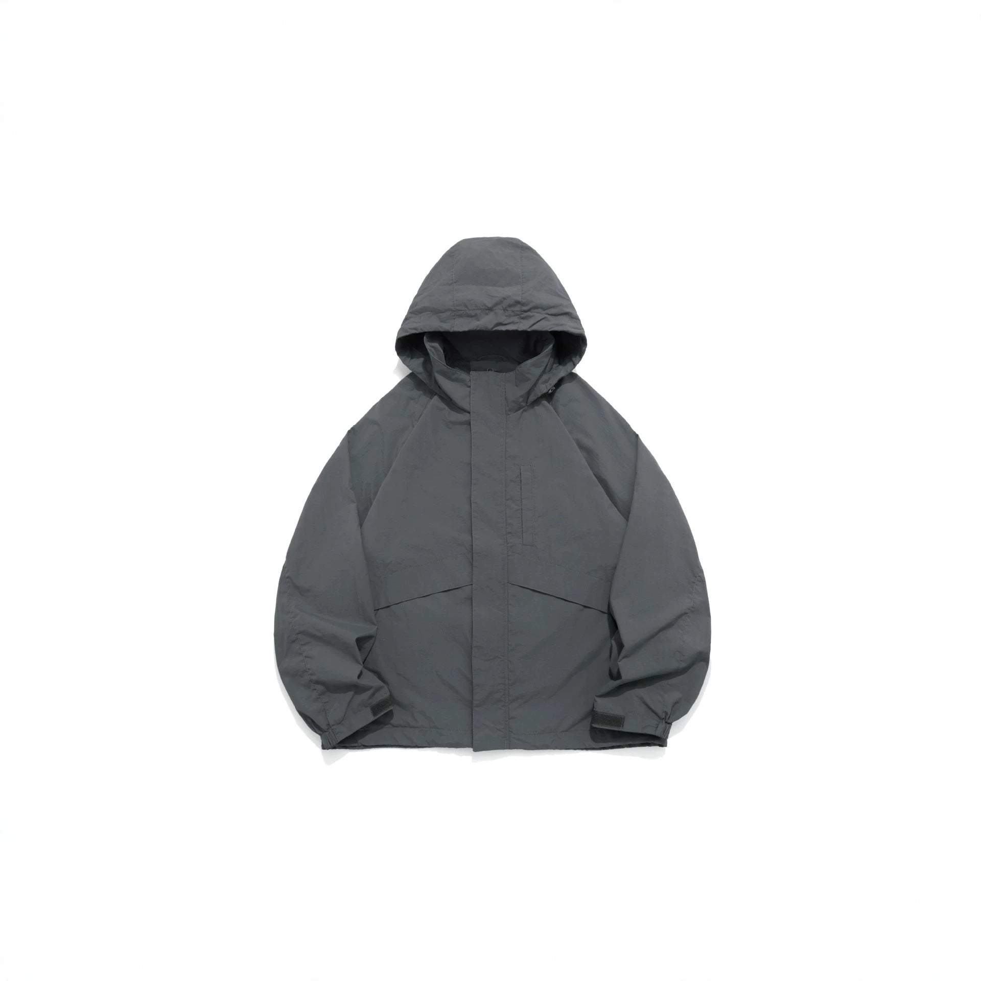 Unisex Wide water-repellent hooded parka with concealed zipper flap and flap pockets Chichicherry