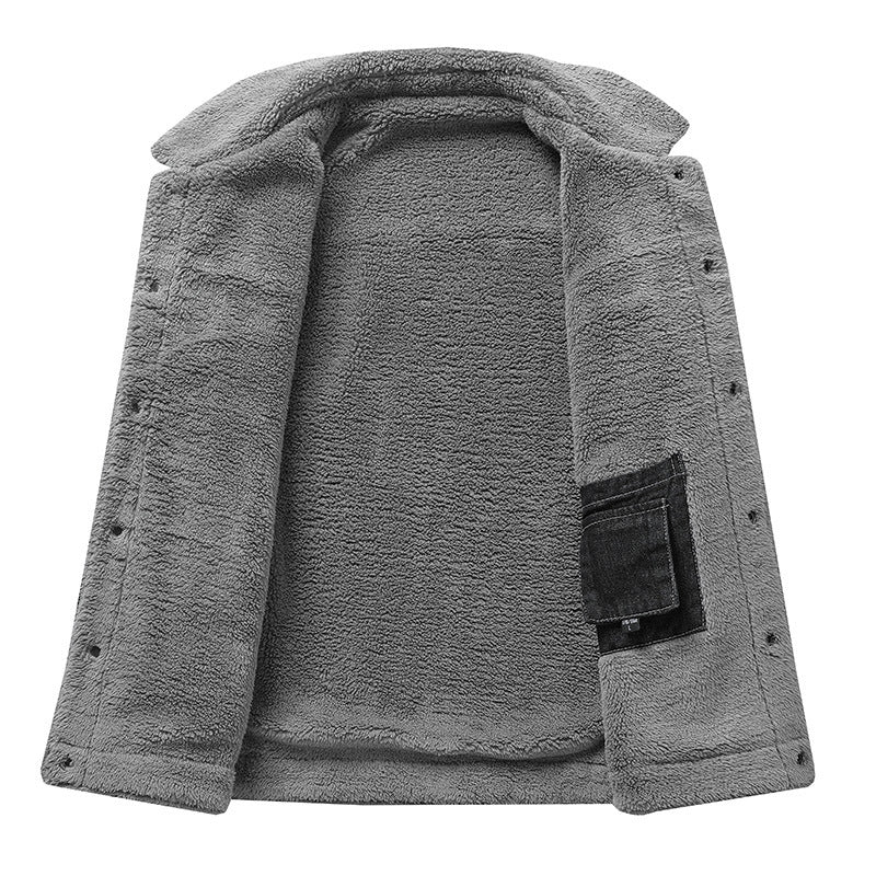 Men's Overshirt Jacket made of Denim with Teddy lining and Sherpa collar Chichicherry