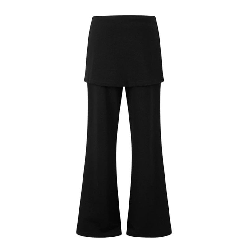 Women's loungewear pants with integrated mini skirt, wide leg, and star rhinestone application Chichicherry