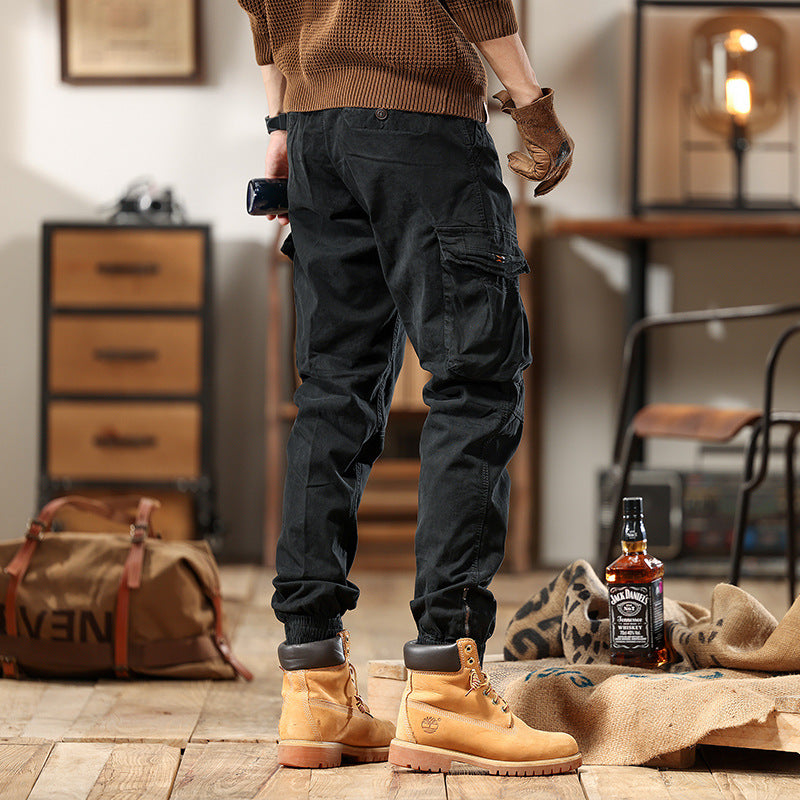Men's Utility Cargo Pants with Elastic Cuff and Knee Reinforcement Chichicherry