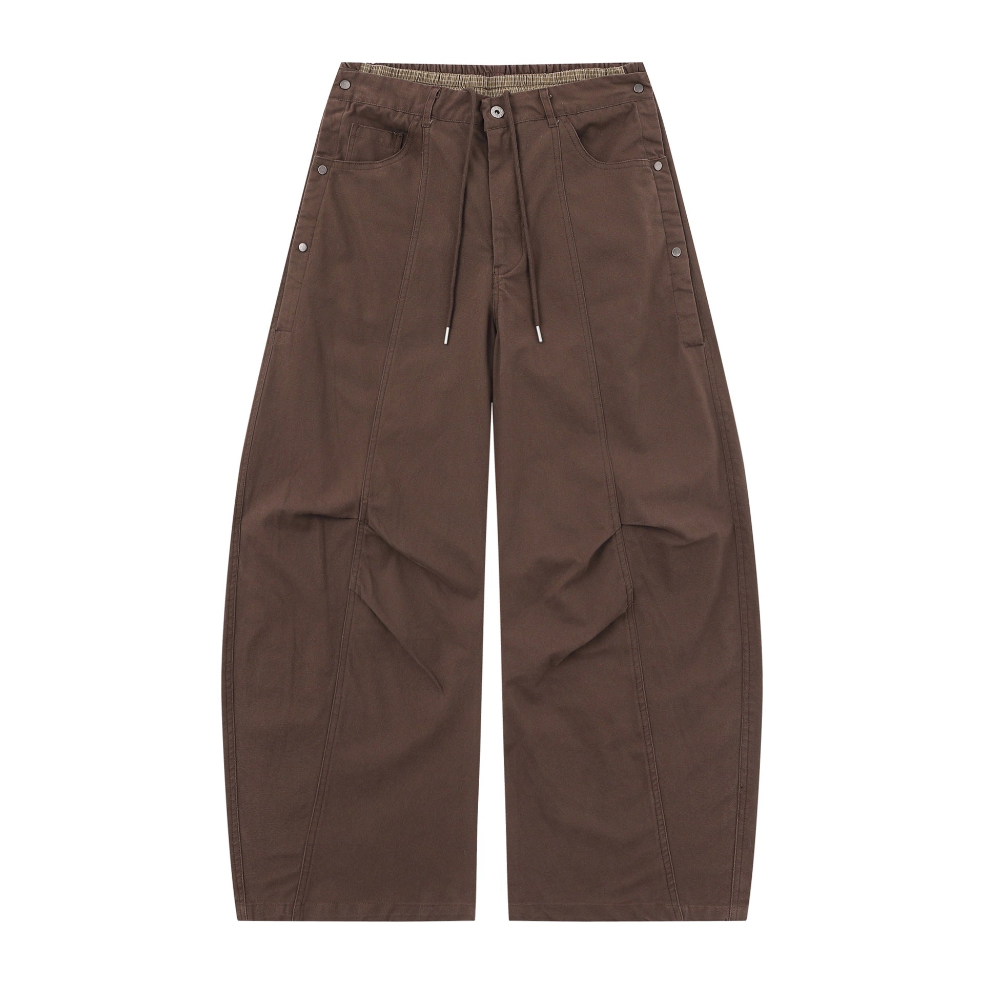 Women's Wide Culotte Trousers with Elastic Drawstring Waistband and Cargo Details Chichicherry