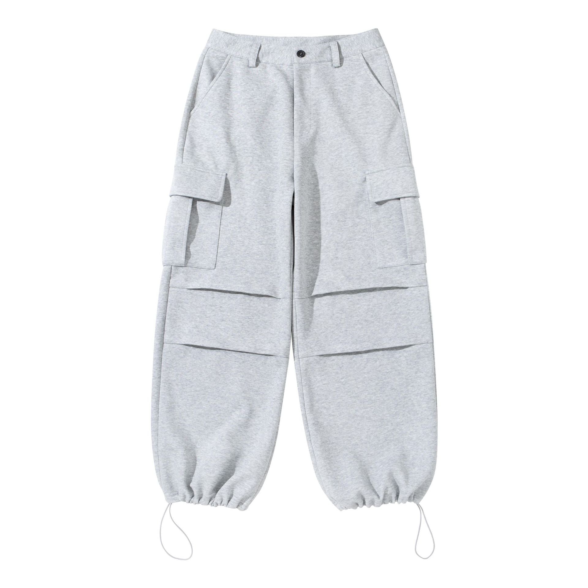 Women's cargo lounge pants with wide leg, flap pockets and drawstring hem Chichicherry