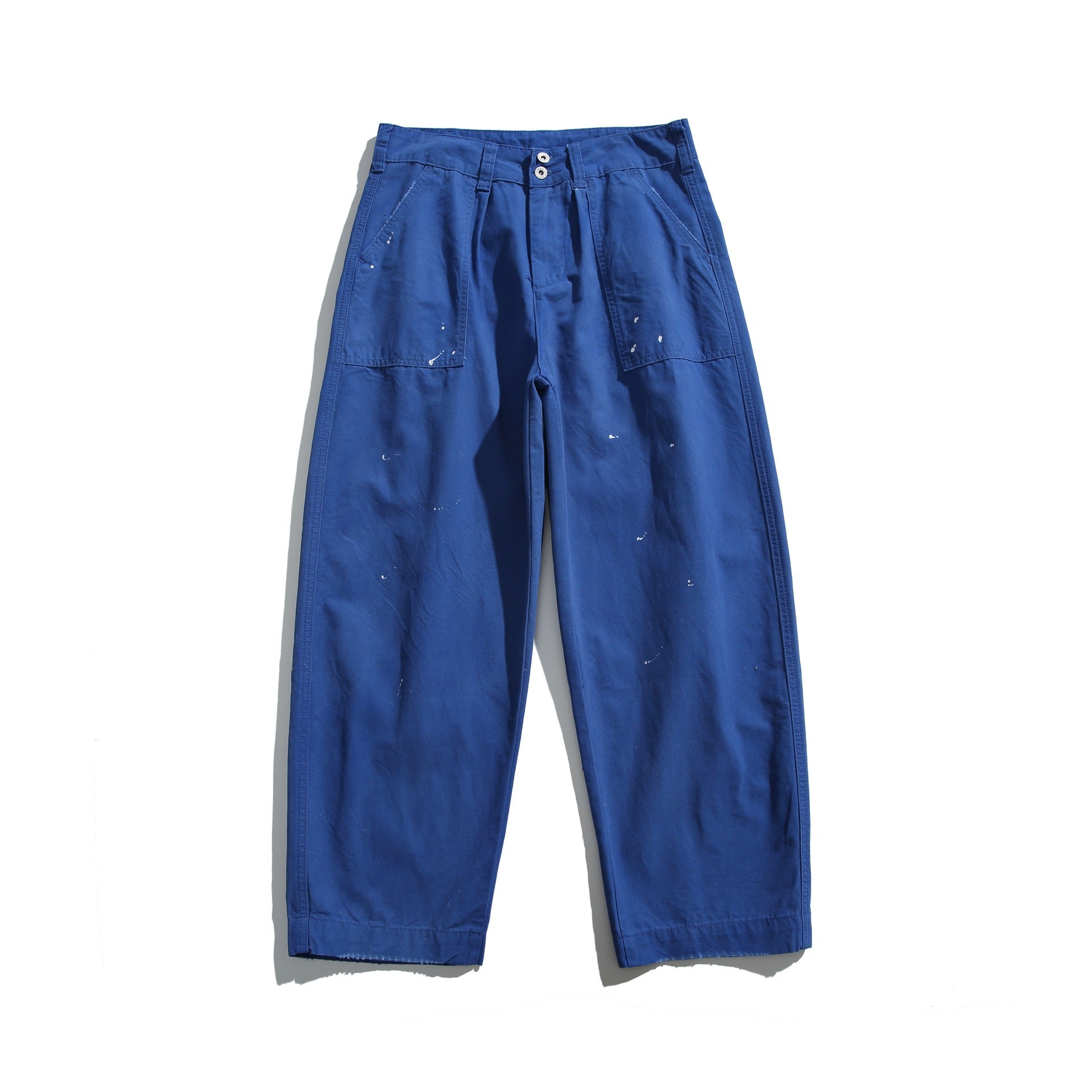 Women Wide Cropped Work Pants with High Waist and Patch Pockets Chichicherry