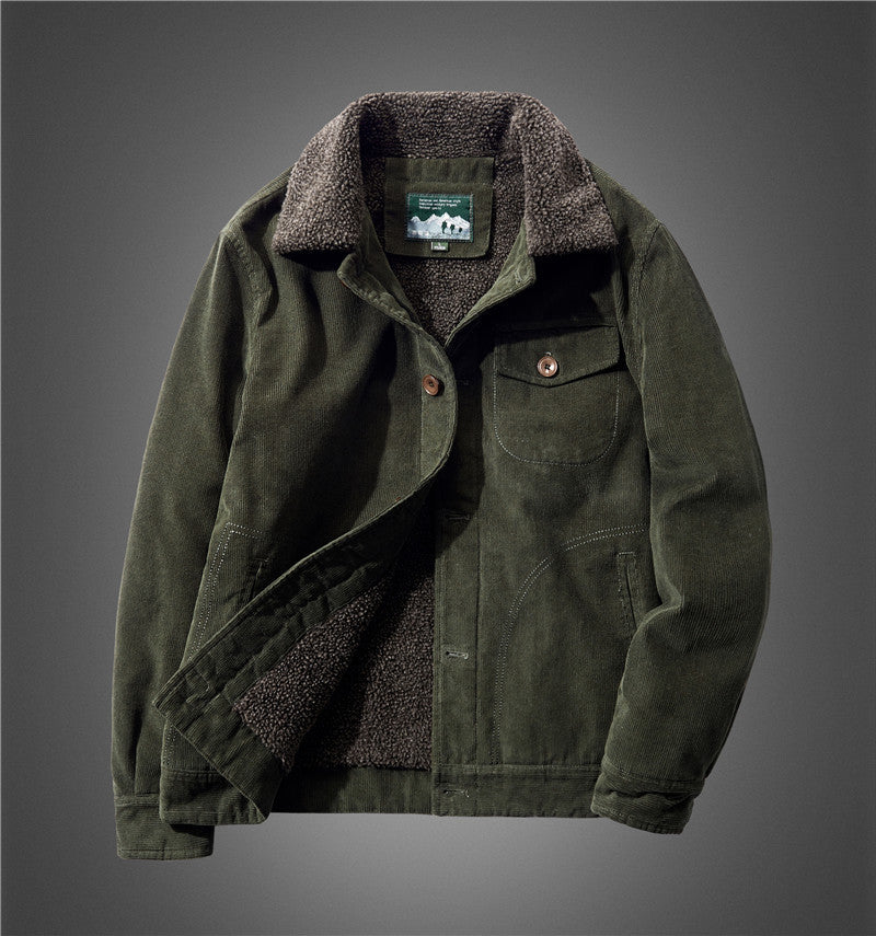 Men's cord jacket with continuous Sherpa lining and chest flap pocket Chichicherry