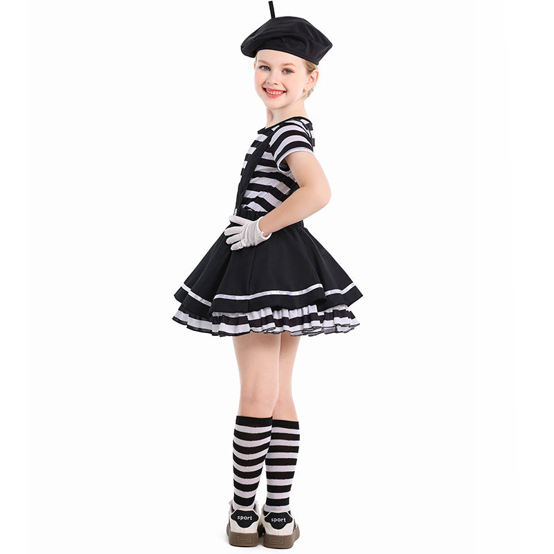 Girl Artist Costume with Striped Top and Ruffled Skirt Chichicherry