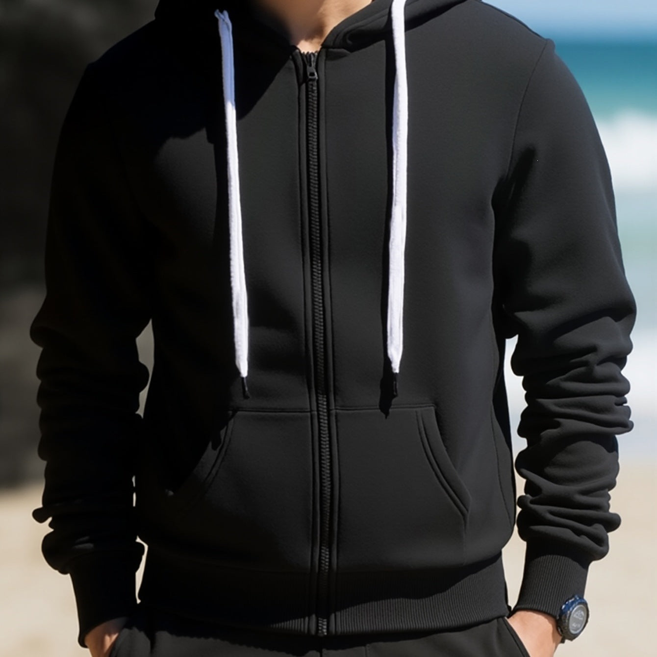 Men's hooded sweat jacket with full zip, kangaroo pockets & soft lining Chichicherry