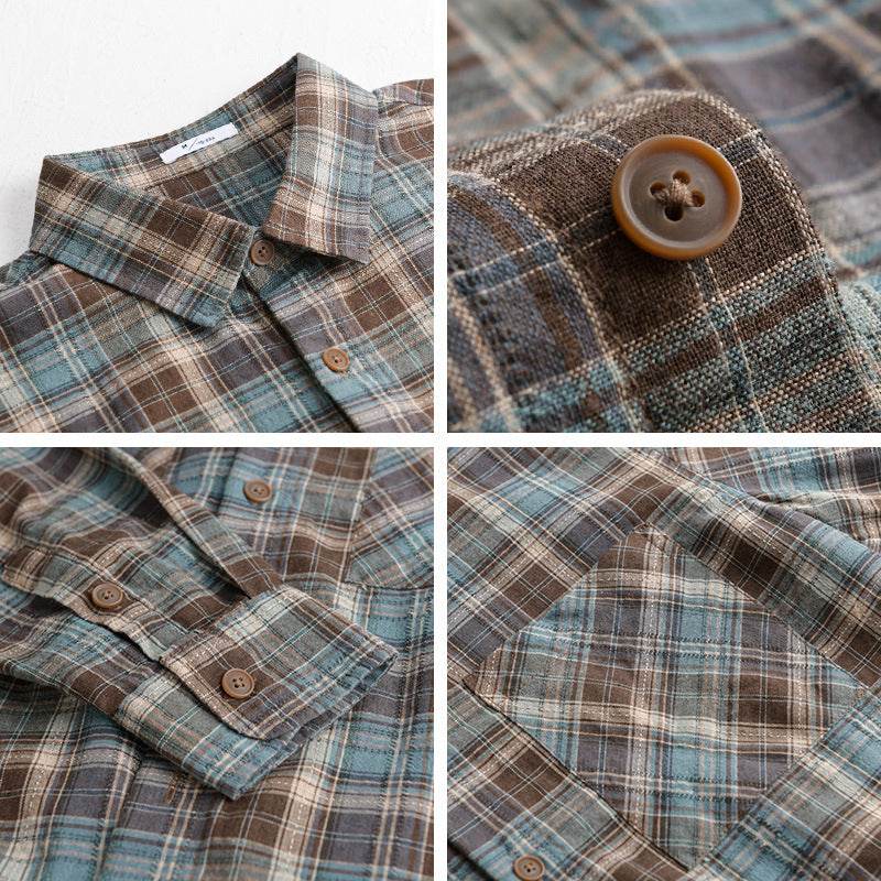 Men's check flannel overshirt made of brushed cotton flannel with patch chest pockets Chichicherry