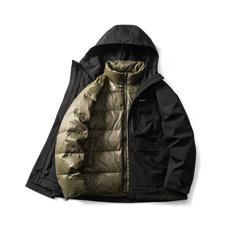 Men's Functional Outdoor Softshell Jacket with Hood and Multiple Pockets Chichicherry