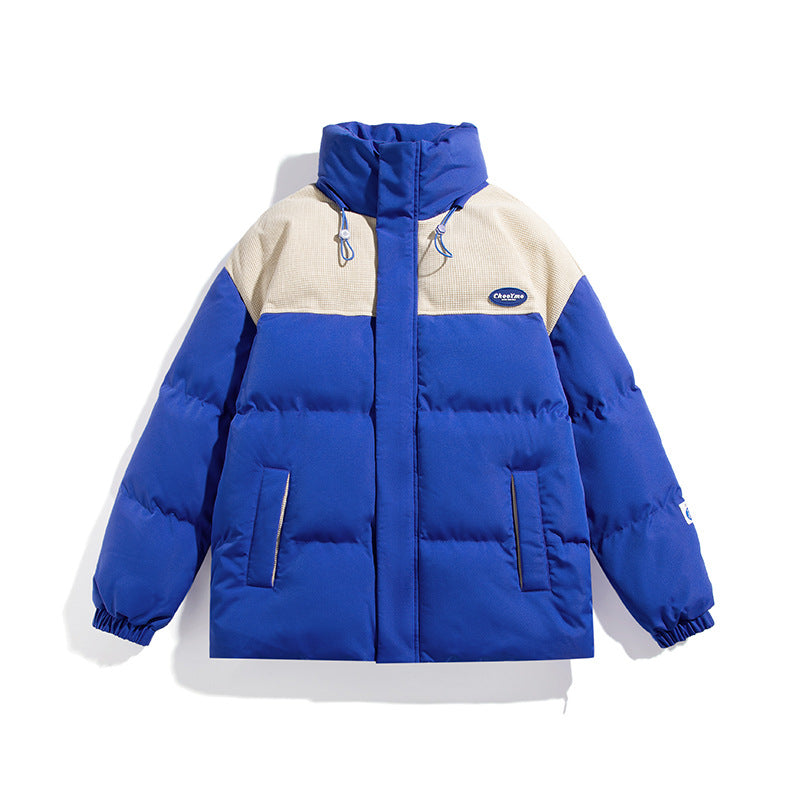 Men's Padded Oversize Quilted Jacket with High Stand-Up Collar and Contrasting Shoulder Panel Chichicherry