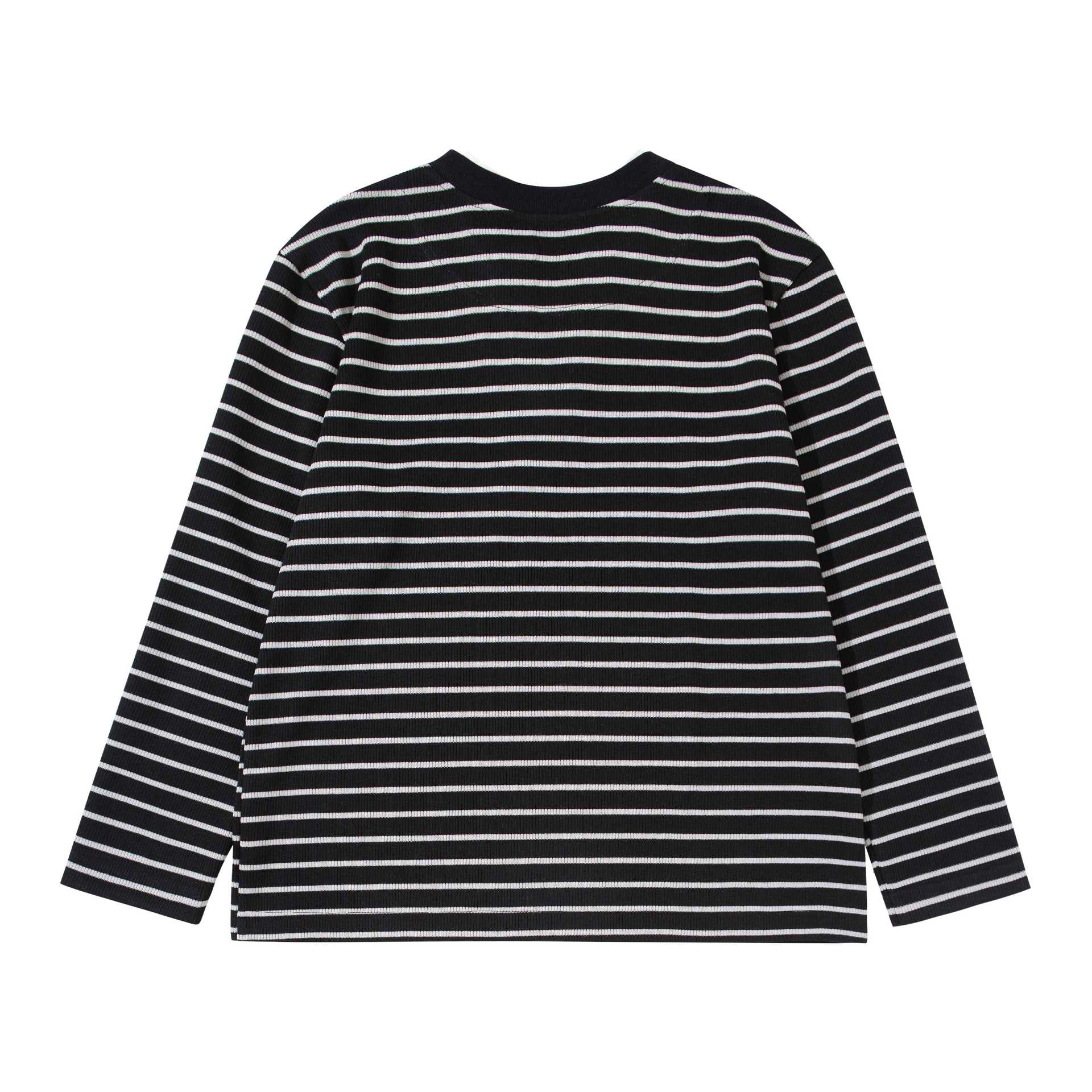 Women's Striped Knit Shirt with V-Neck and Layered Look Chichicherry