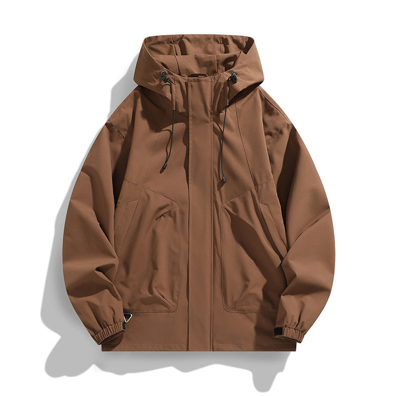Unisex Lightweight Waterproof Utility Hoodie Jacket with Adjustable Cuffs and Large Pockets Chichicherry