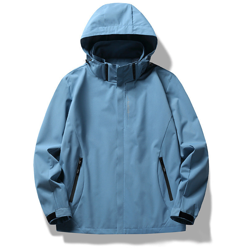 Men's technical softshell rain jacket with hood, wind and water-repellent membrane and concealed zippers Chichicherry