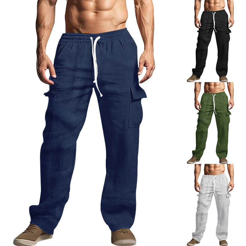 Men's cargo-style cord pants with drawstring and patch pockets Chichicherry