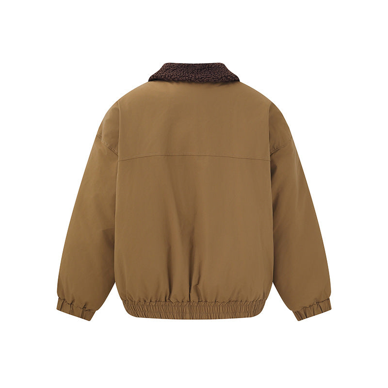 Men's Windproof Boxy Bomber in Workwear Style with Teddy Collar Chichicherry